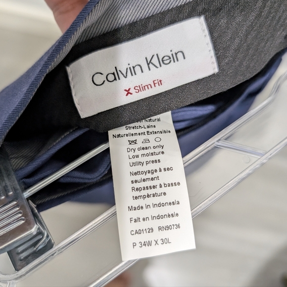 ‼️SOLD‼️ 100% Wool Calvin Klein Men's Blue Suit Formal Slim Fit 42S, 34X30 - Picture 7 of 11